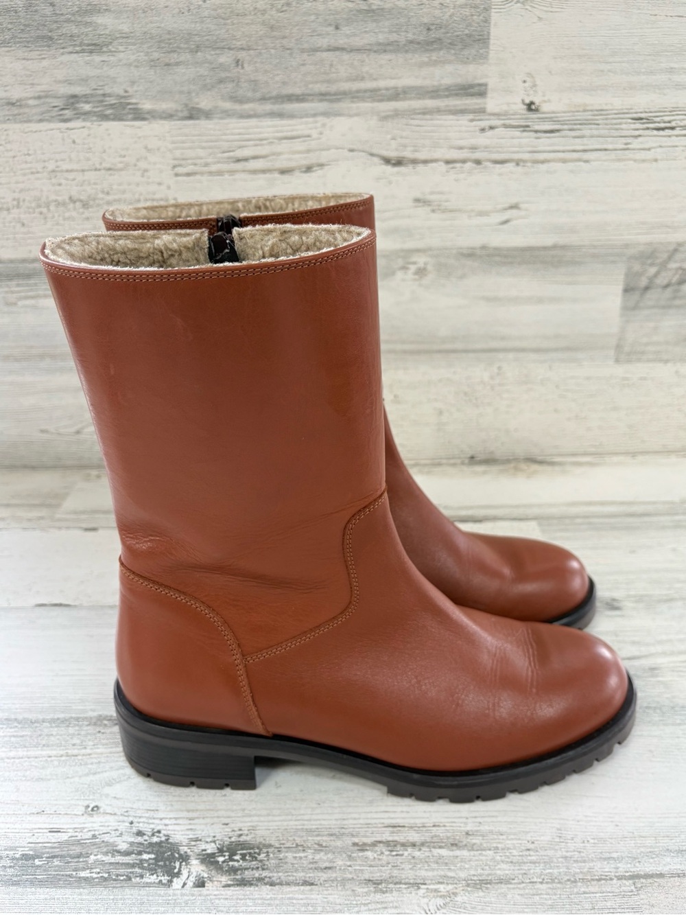 Lamica Women’s Size 40EU 9.5 US Mid Calf Made In Italy Side Zip Boots Round Toe
